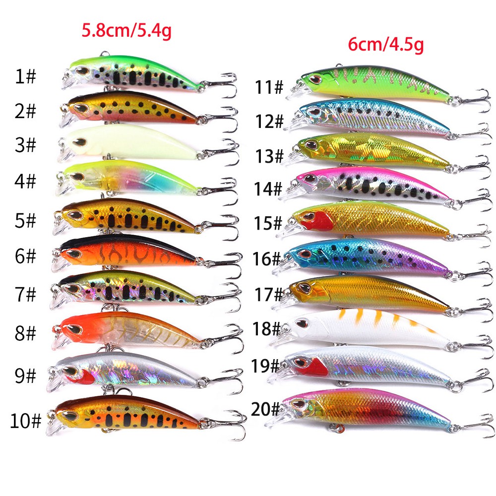 HENGJIA 1PCS Sinking Minnow Umpan Pancing 58mm/60mm Fishing Lure Bentuk Ikan Kecil Kail Swimbait Bass Bait Tackle