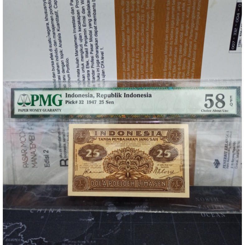 Uang Kuno ORI Federal I 25 Sen Tahun 1947 PMG 58 EPQ Choice About UNC