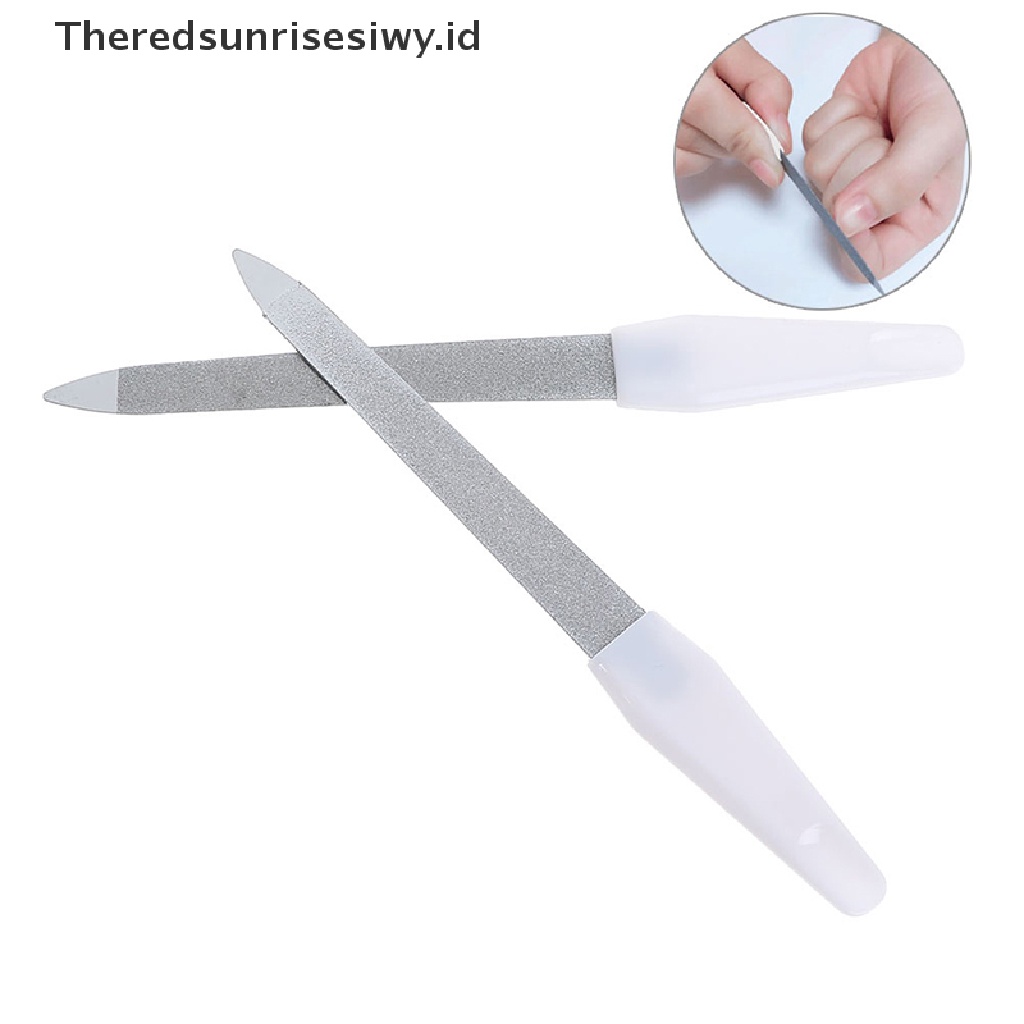 (Theredsunrisesiwy.Id) Kikir Kuku Dua Sisi Bahan Stainless Steel Untuk Manicure / Pedicure