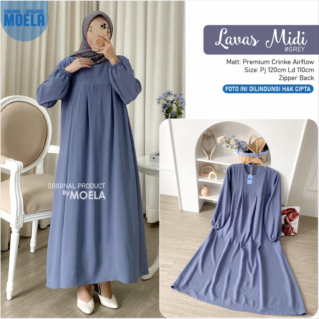 LAVAS MIDI ORI BY MOELA-BEST SELLER BAHAN PREMIUM CRINCLE AIRFLOW