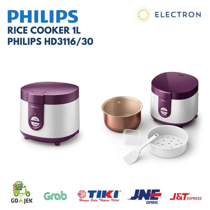 New PHILIPS Rice Cooker Magic Com 1L HD3116 / HD 3116 - Ungu penanak nasi