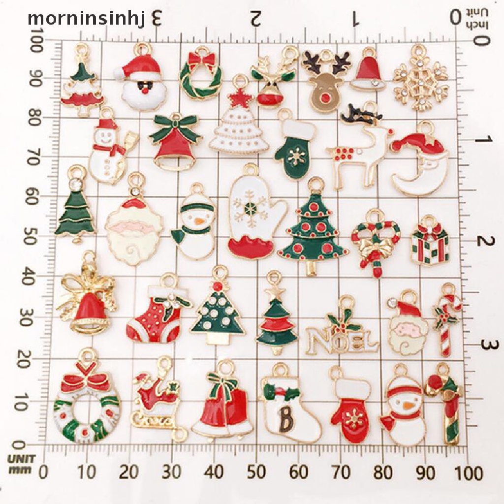 Mornin 38pcs Liontin Enamel Tema Natal Diy