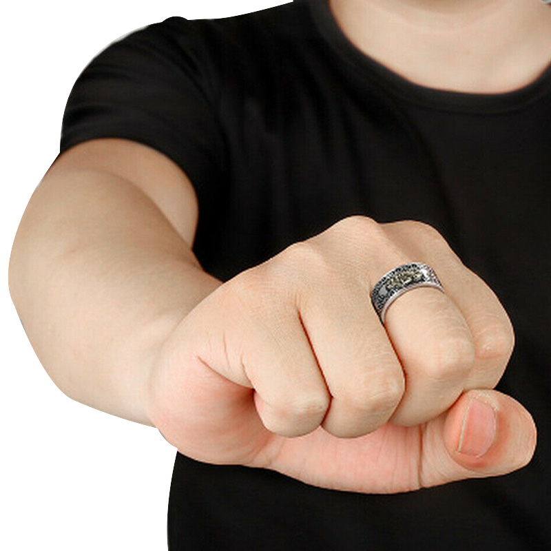 Cincin Model Terbuka Adjustable Desain Mantra Buddha Untuk Pria Dan Wanita