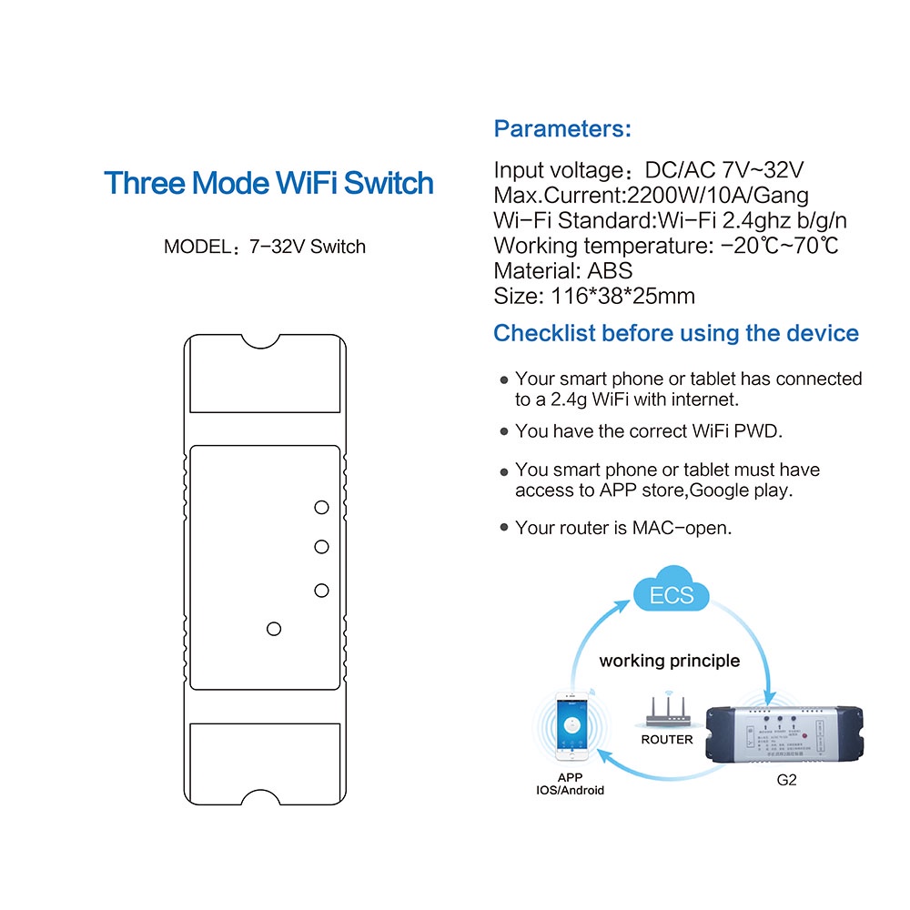 Ewelink Modul Relay Remot Kontrol Wifi 2 Channel Dc 7-32v