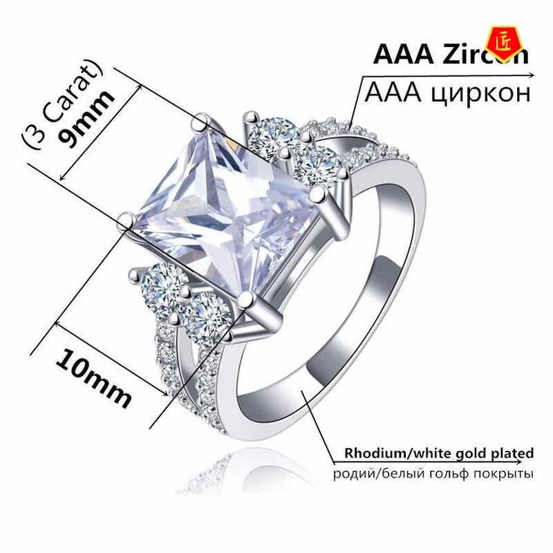 [Ready Stock]Fashion Luxury Square Diamond Ring