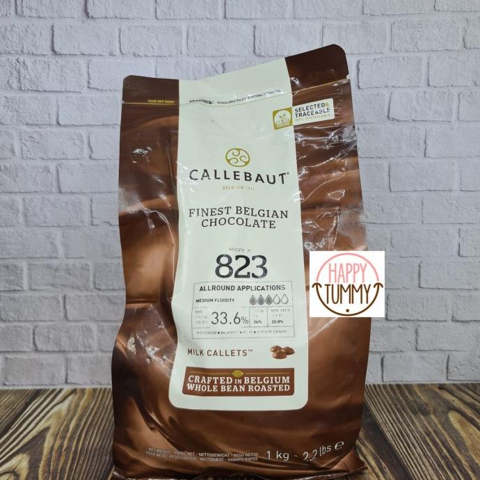 

Cellebaut 823 1kg kemasan original milk chocolate callet premium