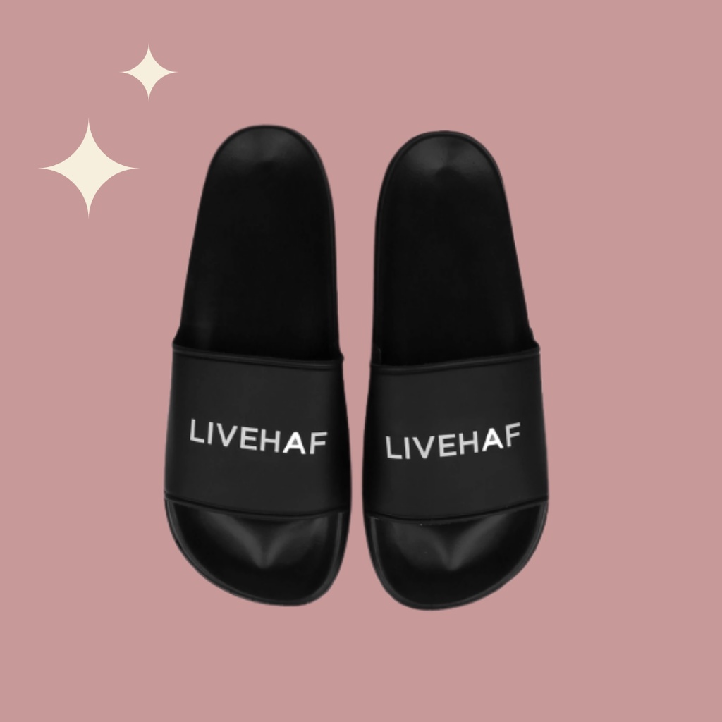 LIVEHAF Slipper V2 Original Black Size L - Sendal Sandal Slip On Hitam Jepit Sepatu Pria Laki Ukuran