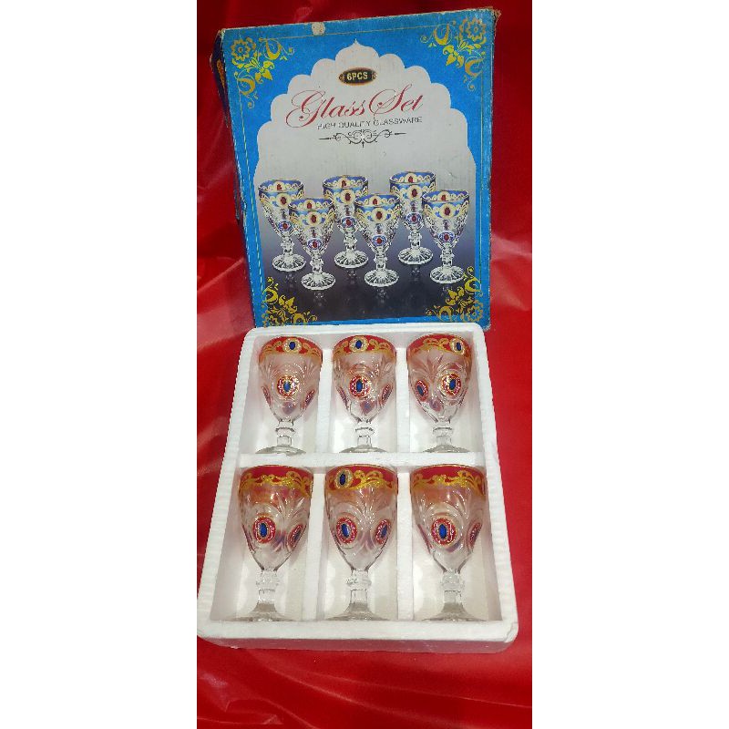 6pcs Gelas Set Bistro Gelas Kaca Mewah Kristal Glass Set