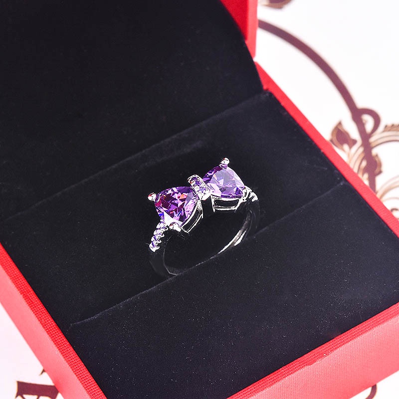 perak asli 925 cincin Wanita Kreatif dan sederhana kupu-kupu ungu Batu Permata Cincin yang dapat disesuaikan Perhiasan Fashion