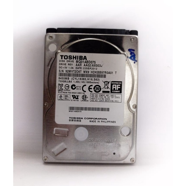 HARDDISK LAPTOP KAPASITAS 750GB SATA 2.5  SECOND GARANSI 2 MINGGU