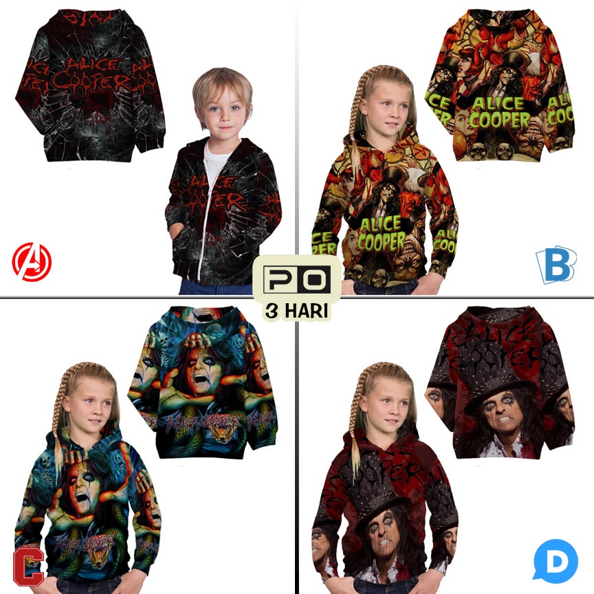 Jaket Hoodie Alice Cooper SKU-7434105931960 Alice Cooper Band Hoodie Anak Bahan Polyester Casual Uni