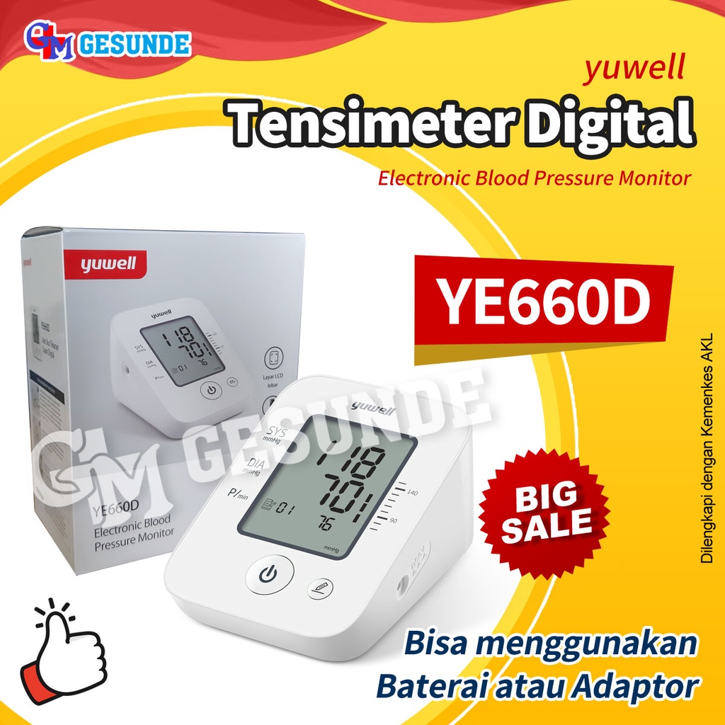 Tensimeter Digital Yuwell YE660D - Alat Cek Tensi Digital - Tes Tensi Darah di Rumah