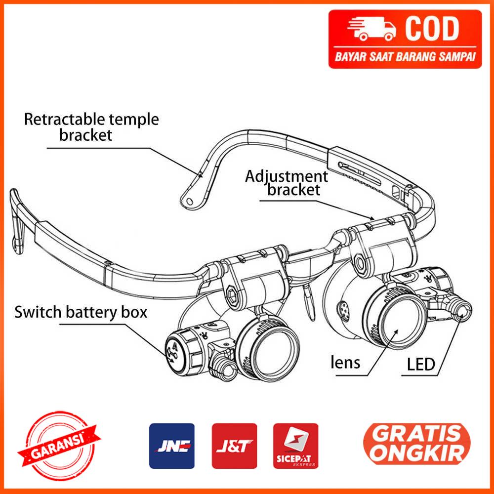 Kacamata Pembesar 23x Magnifier dengan 2 LED - 9892H