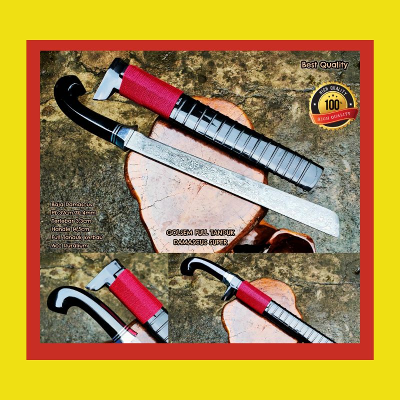 PISAU SEMBELIH FULL TANDUK DAMASCUS SUPER TAJAM