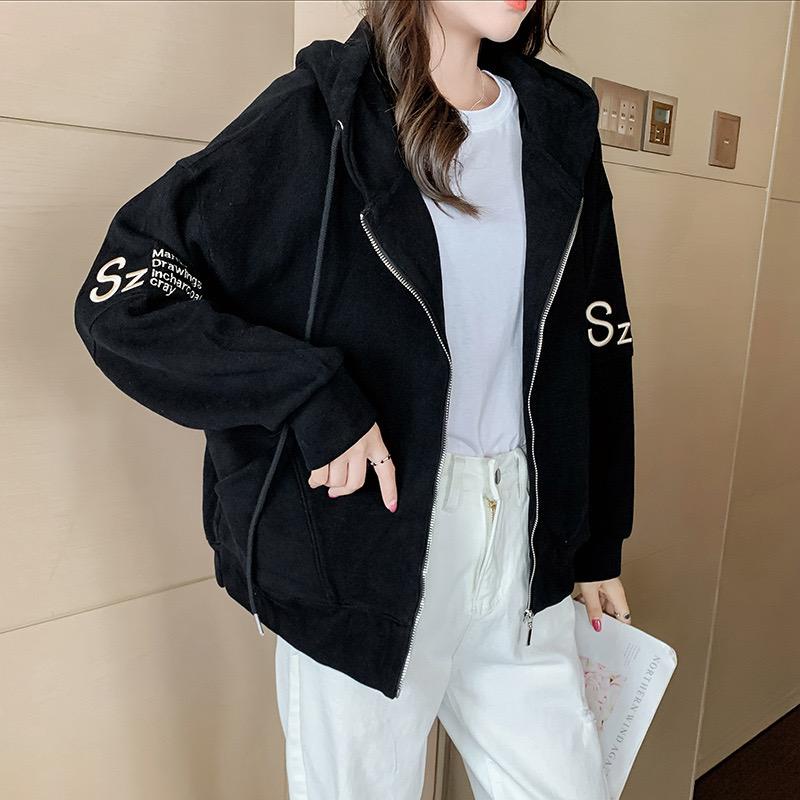 [littlecrab] Jacket Zipper Oversize Polos Sz Hoodie Resleting Bordir Martin Designed Drawings Incharcoal and Cray Hitam Orange Putih Jaket Berkualitas Simple Elegan Plain Korean Style