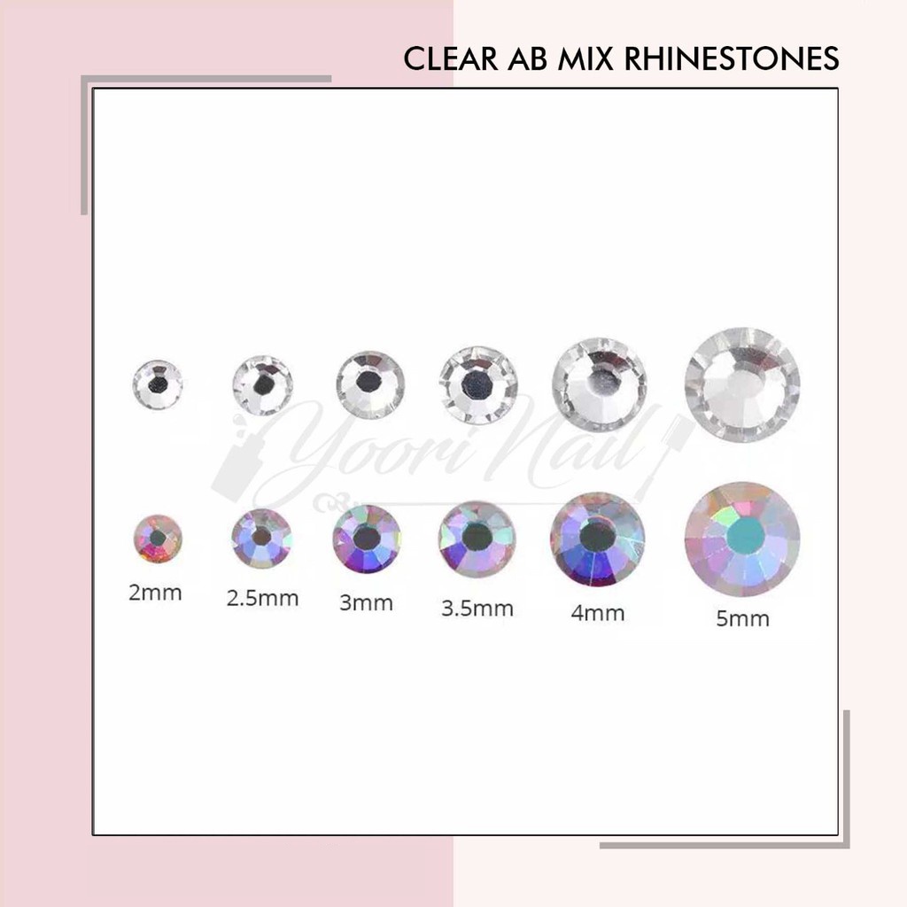 Clear ab mix rhinestones nail art rhinestones campur hiasan kuku crystal mix manik kuku clear AB