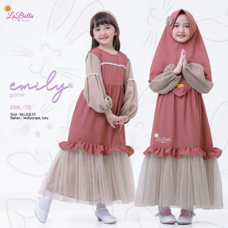 Baju Muslim Anak Gamis Emily ORIGINAL by Labella 3-10 tahun