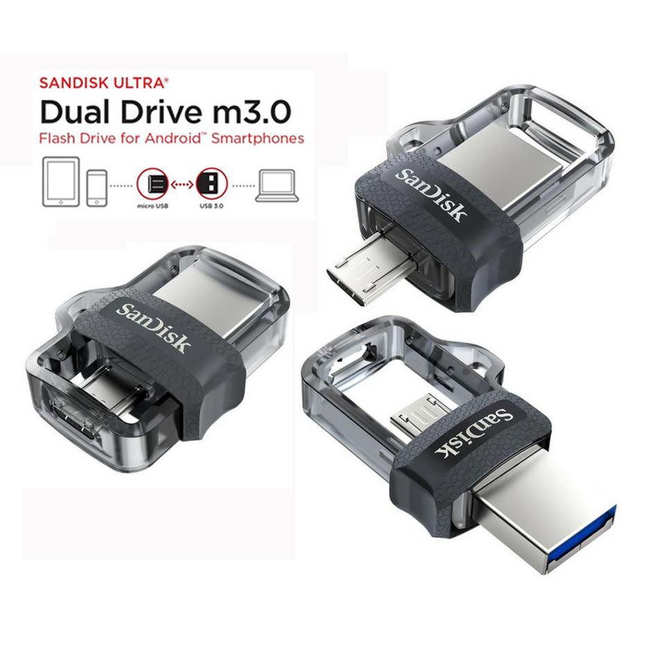 FLASHDISK OTG SANDISK ULTRA DUAL DRIVE M3.0 TYPE MICRO USB 32GB &amp; 64GB ORIGINAL 100%