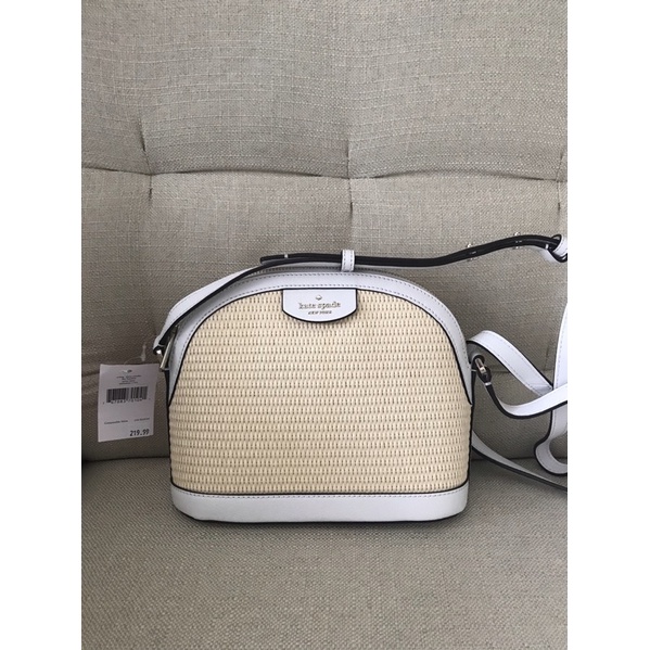 Kate spade large dome Sylvia straw white Dove xbody original