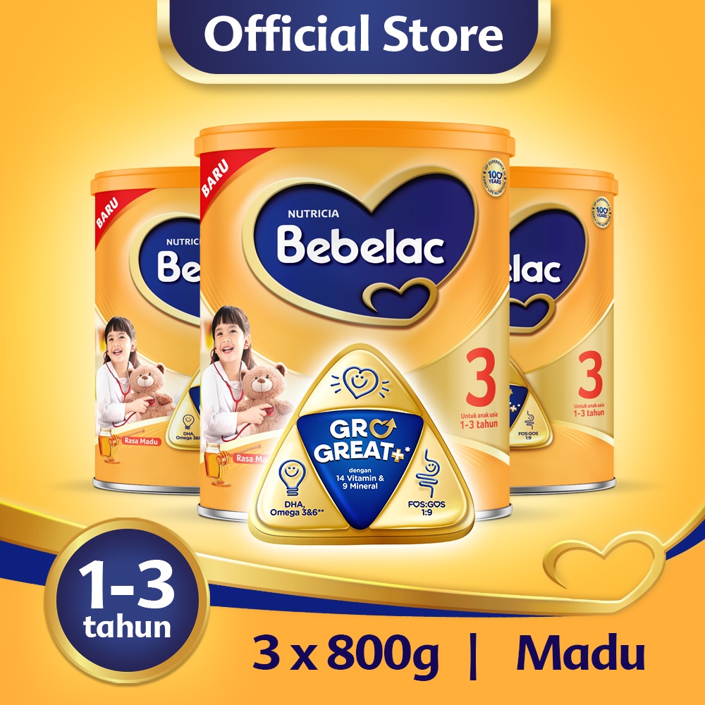 Jual Nutricia Bebelac 3 Madu Susu 1 3 Tahun 3 X 800 Gr Shopee Indonesia