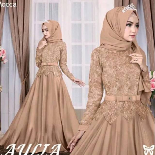Gamis maxi aulia/busana muslim terbaru/gamis model terbaru free pashima