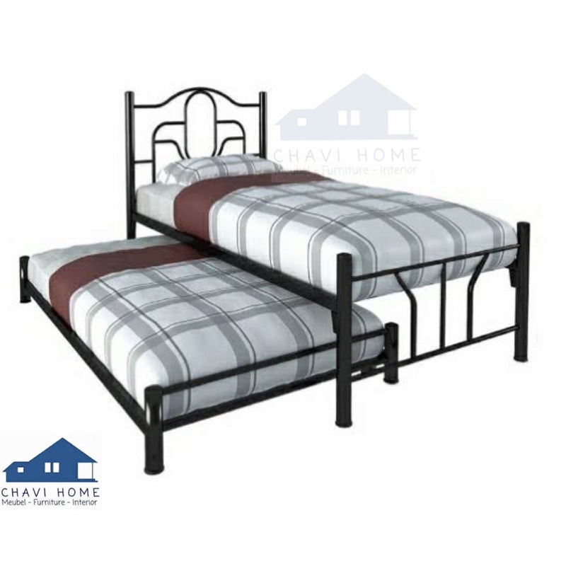 ranjang besi sorong 2in1 ranjang besi atas/sorongbawah/ set divan besi ukuran 90 termurah