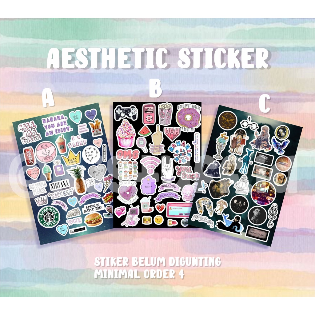 

(PART 9) Sticker pack aesthetic / sticker tumbler / sticker glossy (Belum digunting)