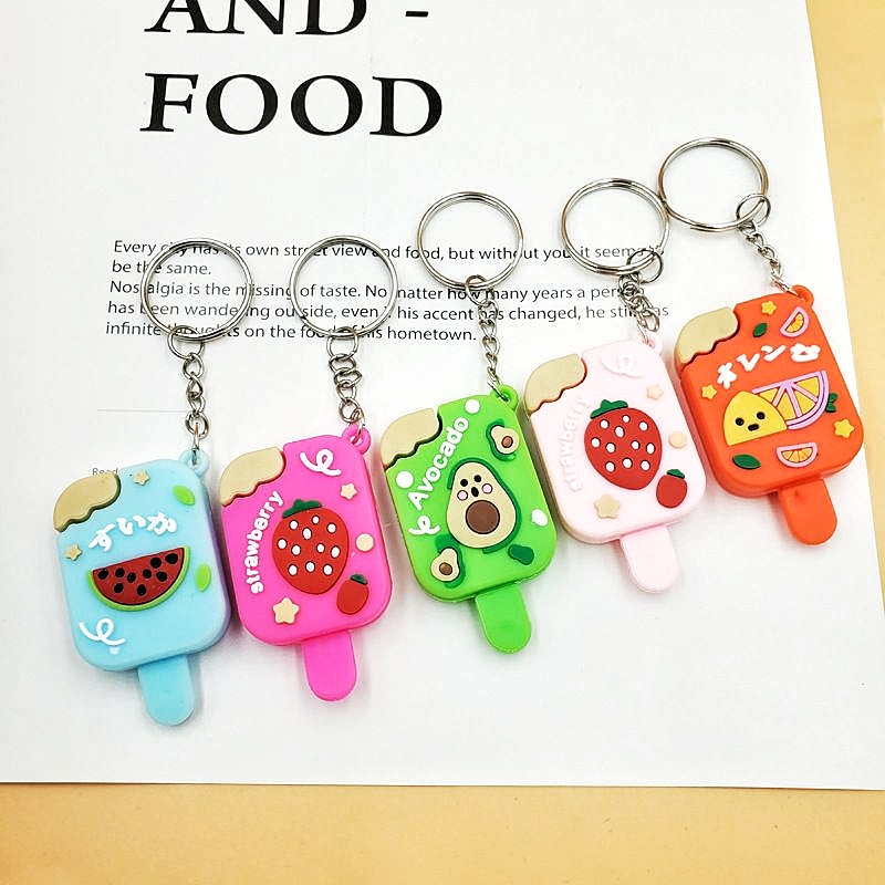 GANTUNGAN KUNCI ES KRIM / Ganci Karakter Ice Cream Buah Unik Lucu / Gantungan Tas / Bag Charm / Souvenir Murah / Keychain / COD