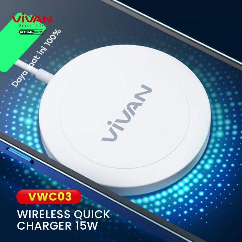 Wireless Charger VIVAN VWC03 WIRELESS FAST CHARGING ANDROID IPHONE ORIGINAL PRODUK BERGARANSI