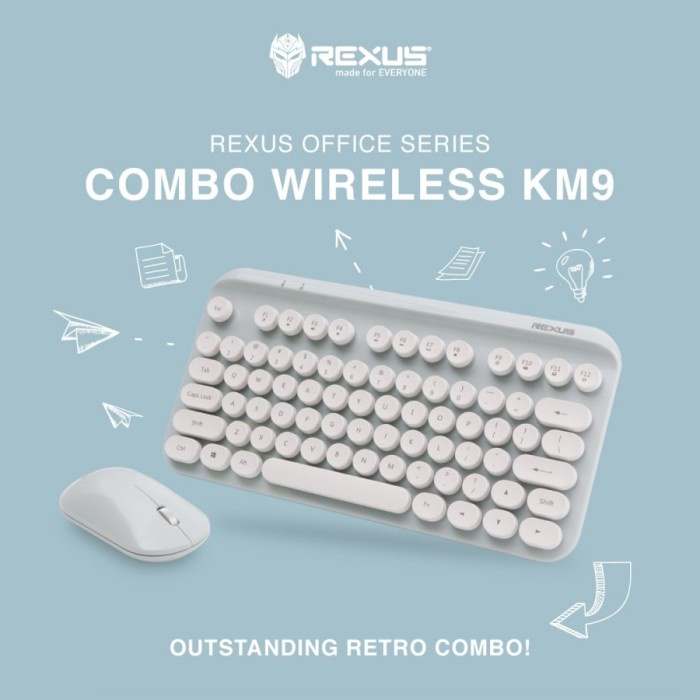 Rexus KM9 Combo Wireless Keyboard Mouse Outstanding Retro Combo