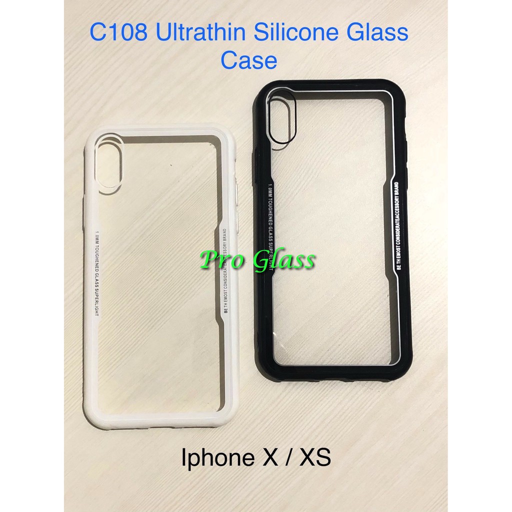 C108 Iphone 6+ / 7+ /8+ / X / XS Ultrathin Glass SIlicone Premium Case Softcase