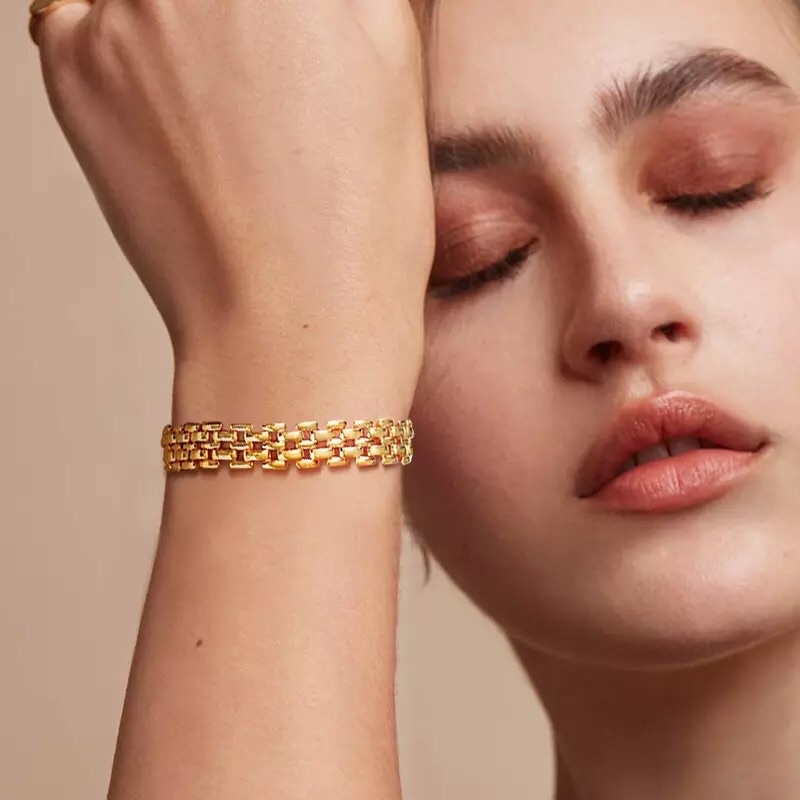Gelang tangan tikar besar emas 24k Xuping