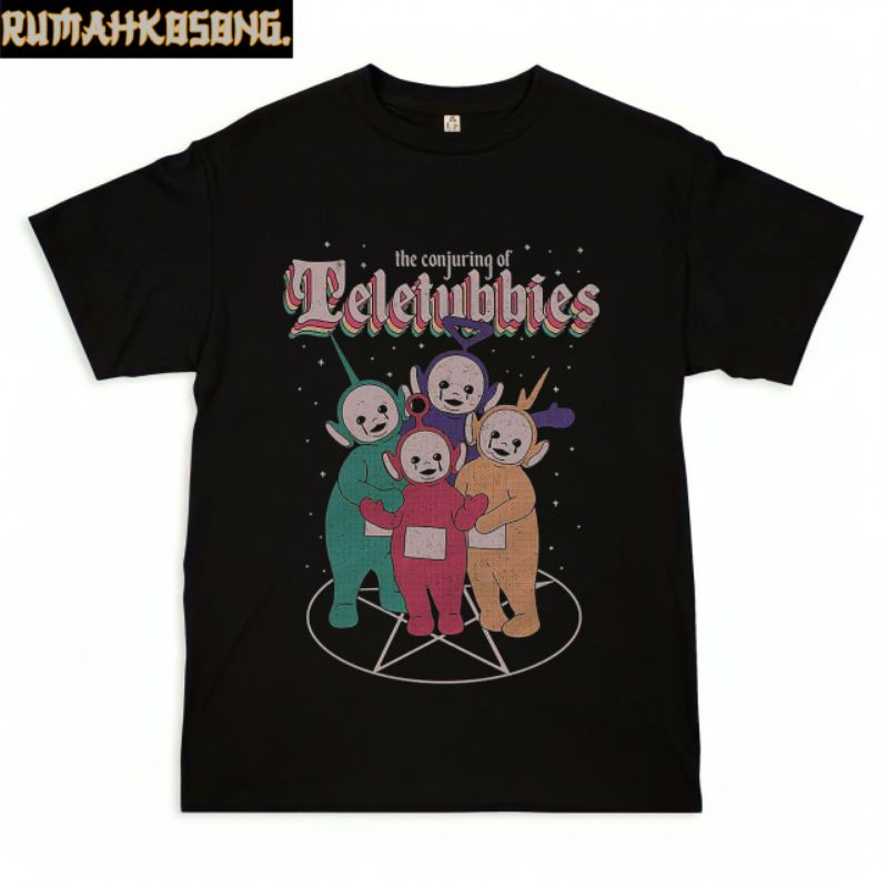kaos TELETUBBIES tshirt distro baju the conjuring of teletubbies t-shirt hitam oversize rap tee loka