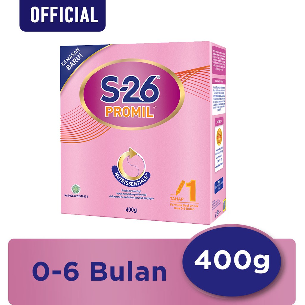 S-26 Promil Tahap 1 Susu Formula  Usia 0-6 Bulan, Kotak 400 gr