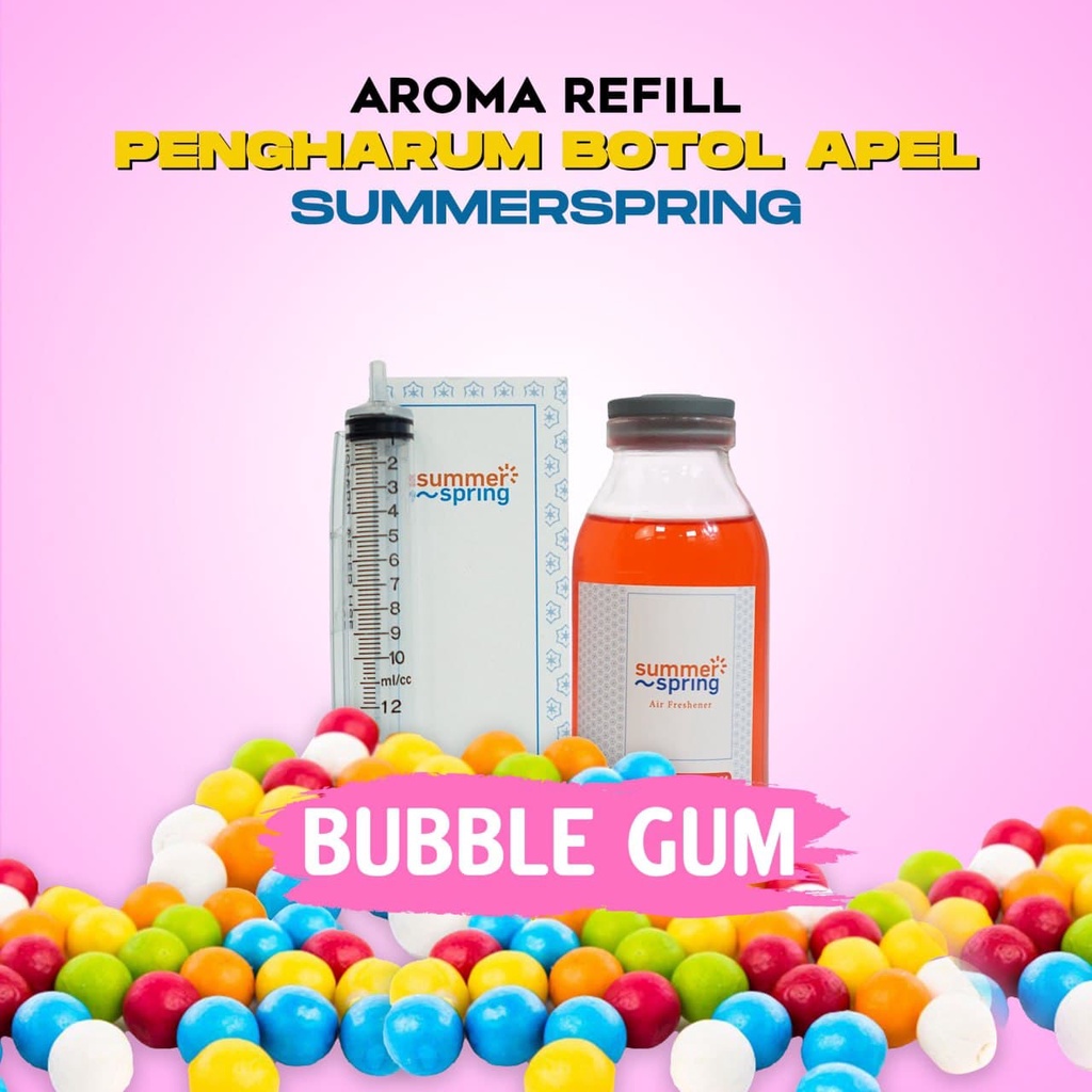 Parfum Mobil Pengharum Ruangan Pewangi Kamar Tidur Harum Summer Spring | Refill Apel | Bubble Gum