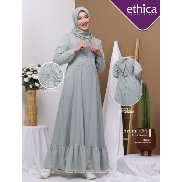 [READY]GAMIS ETHICA AYUMI 264 HITAM DUSTY PINK MINT GREEN