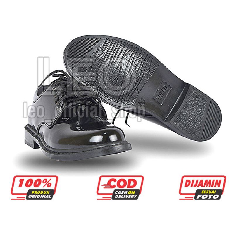 Sepatu PDH Pendek 01 TNI Satpam Security Hitam Kilap / Sepatu Kerja Dinas Hitam Glossi Satpam Polri TNI AD AL AU Guru Perkantoran PNS Pria - DT01