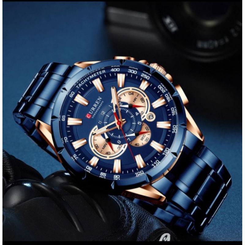 Jam tangan pria / Jam rantai / Jam Curren 8363 Mewah Tahan air Kalender