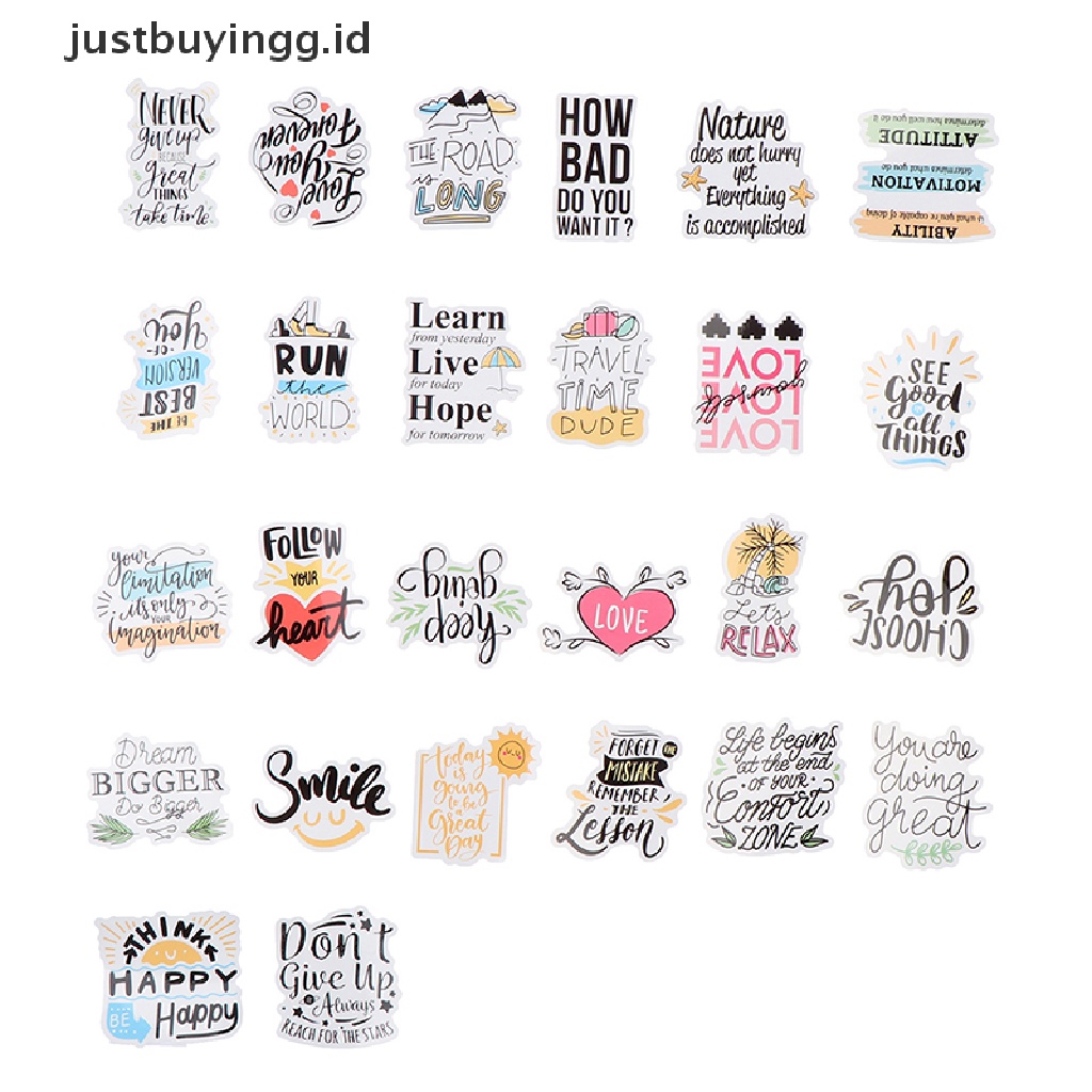 50 Pcs Stiker Kutipan Phrases Motivasi Tahan Air Untuk Laptop Skateboard