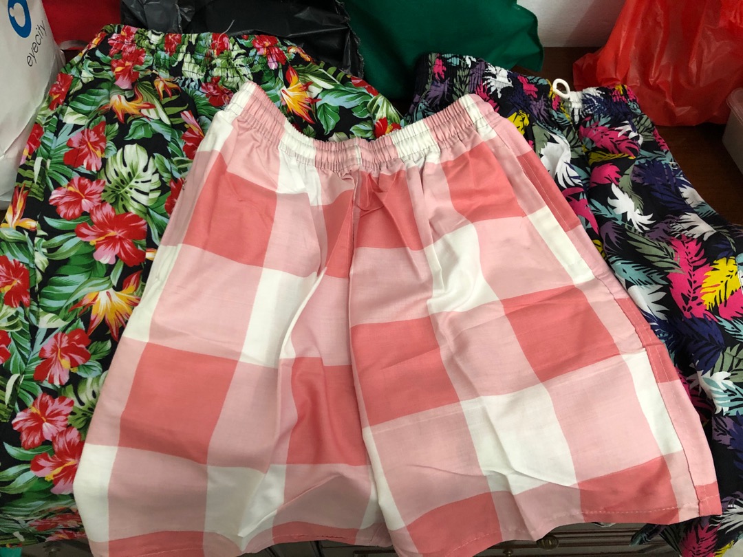 Celana Santai Hawaii Pendek - Celana Karet Kartun Bunga Kotak Polkadot Garis