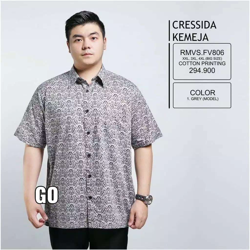 gos CRESSIDA KEMEJA PRIA JUMBO Kemeja Casual Kemeja Lengan Pendek