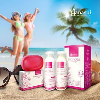 Hanasui Body Care 3 in 1 Package / Transparent Soap / Day &amp;amp; Night Lotion Paket Kecantikan (VALENSIA)