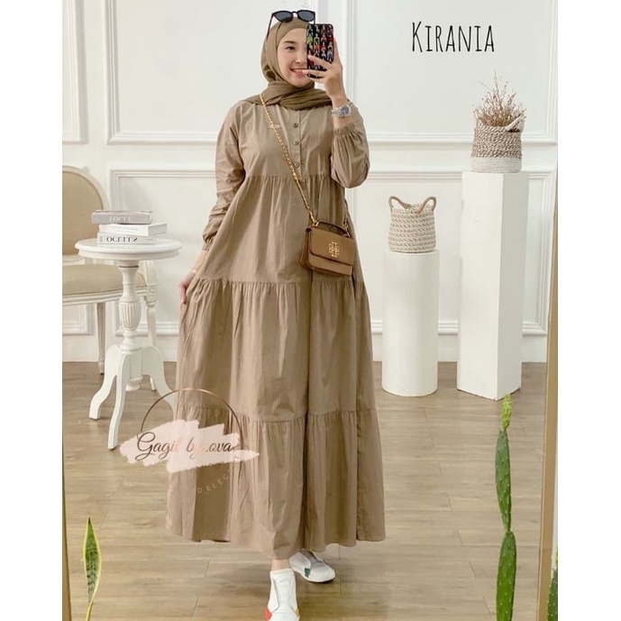 Kirania Dress Jumbo XL, XXL, XXXL Gamis Rayon Premium Terbaru Gamis Polos Katun Busui Friendly Long Dress Muslim Home Dress Casual