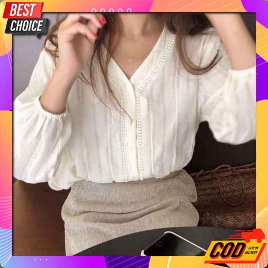 Larisa Atasan Blouse Wanita/ Atasan Motif Polkadot Blouse Korea - Lulaby Blouse - Atasan Wanita - K