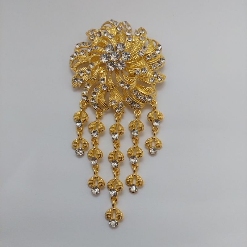 Bros kutubaru Bros kebaya mata Bros pesta Bros asesories wanita-Motif 3 kuning