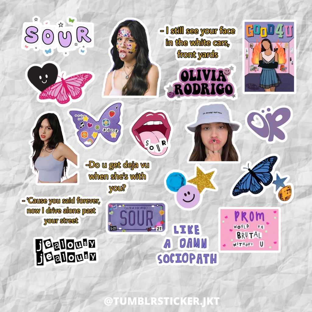 

STICKER TUMBLR OLIVIA RODRIGO PACK | STICKER AESTHETIC LAPTOP | STICKER TUMBLR HP JURNAL CUTE MURAH