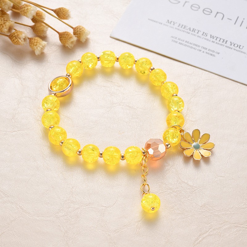 Colorful Flower Crystal Bracelet Female Pink Sun Flower Sisters Bracelet Small Daisy Bracelet