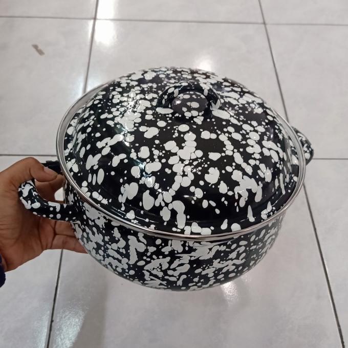 #@#@#@#@] panci enamel blirik hitam putih 24 cm