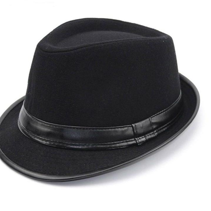 Terlaris.. Topi fedora kulit domba asli pria/topi laken pria/topi tompi/100% ori