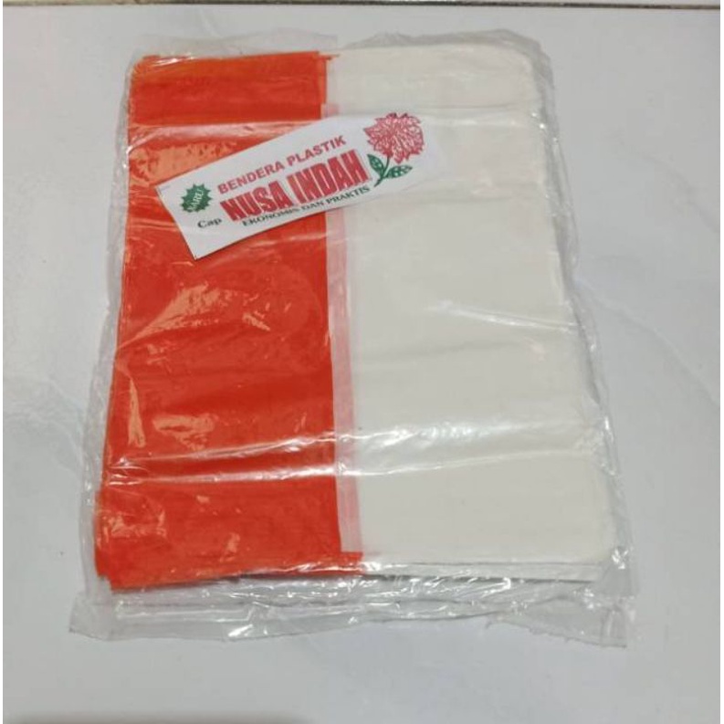 BENDERA MERAH PUTIH PLASTIK Ada Tali / Tanpa Tali ( Harga/Bungkus )